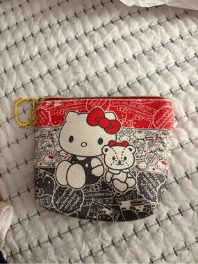 Hello Kitty Red Black Graphic Coin Pouch with Gold Charm
